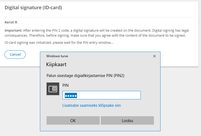 Summary view before submitting share capital contribution OÜ